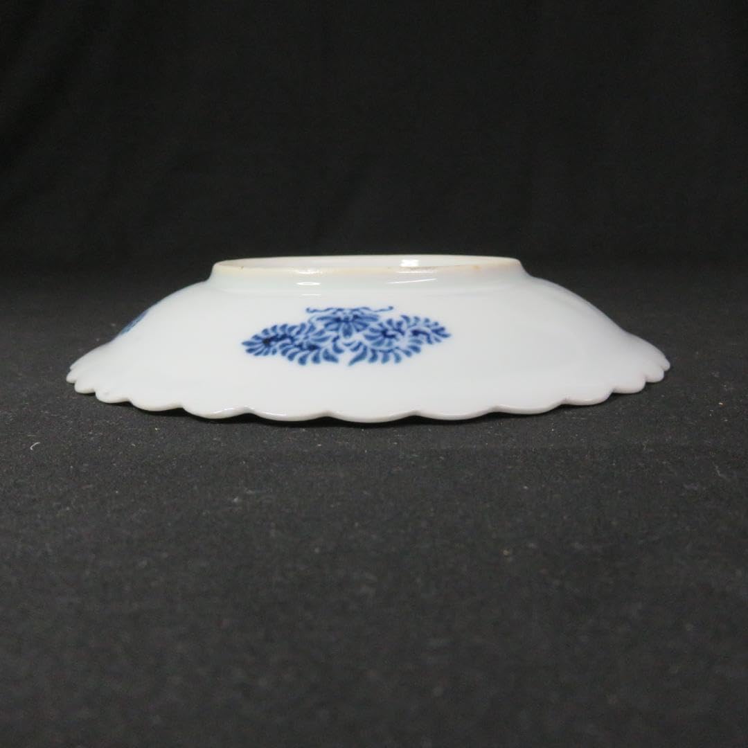 小皿 5枚 松 梅 変わり縁 輪花 印判 染付 明治 大正 小皿 5 小皿 5枚 松 梅 変わり縁 輪花 印判 染付 明治 大正 小皿 5